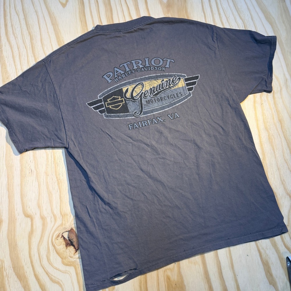 Harley-Davidson Mens Patriot Fairfax VA Eagle Pocket Graphic T-Shirt Gray Size L
